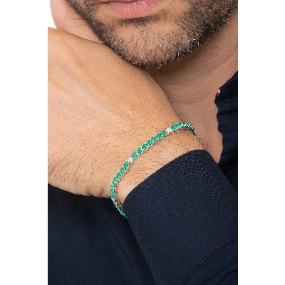 TENNIS GRIFF QUADRO. SMERALDI/BRILL BIANCHI  LARGH.3.50MM CIRCA. 7+1 VED.MISURE