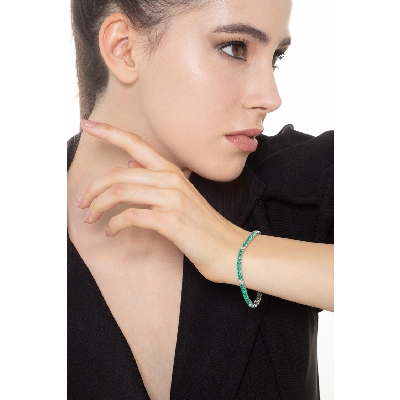 TENNIS GRIFF QUADRO. SMERALDI/BRILL BIANCHI  LARGH.3.50MM CIRCA. 7+1 VED.MISURE