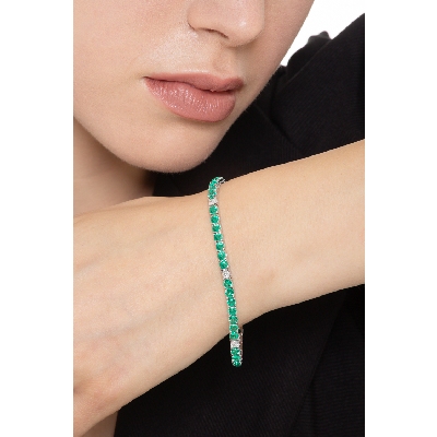 TENNIS GRIFF QUADRO. SMERALDI/BRILL BIANCHI  LARGH.3.50MM CIRCA. 7+1 VED.MISURE