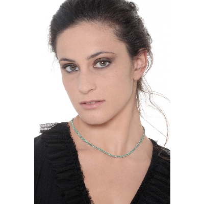 Emerald tennis necklace in 18k white gold