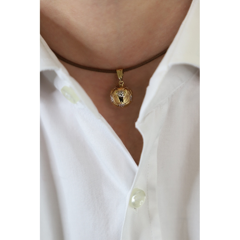 Soccer ball pendant in 18k yellow and white gold