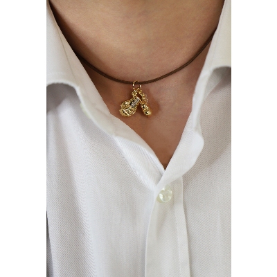 Boxing gloves pendant in 18k white and yellow gold