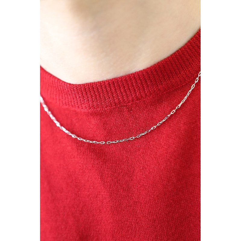 Catena maglia rolò in oro bianco 18k, cm 45.