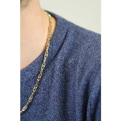 18k white and yellow gold screw chain