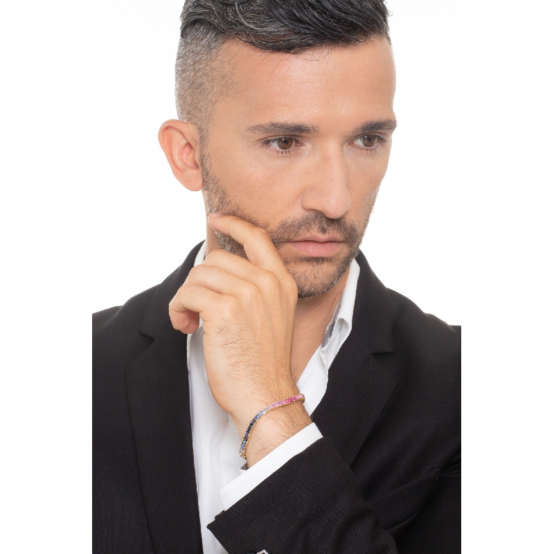 18k yellow gold tennis bracelet with multicolor sapphires