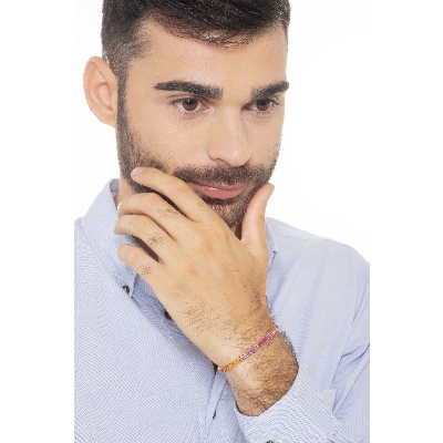 TENNIS RAINBOW ZAFF.MULTIC.OR.GRIFFE FILO QUADRO PRINCESS.59pietre da3mm.VED.MIS