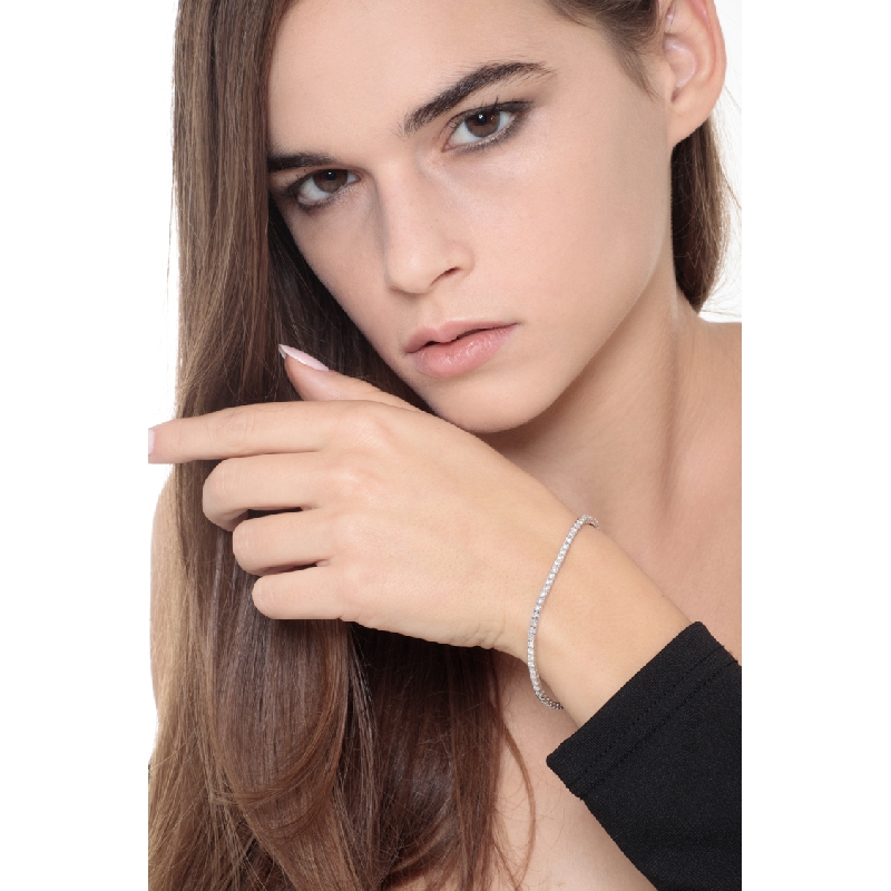Bracciale Tennis in oro Bianco 18k con Diamanti, larghezza circa 2.40 mm
