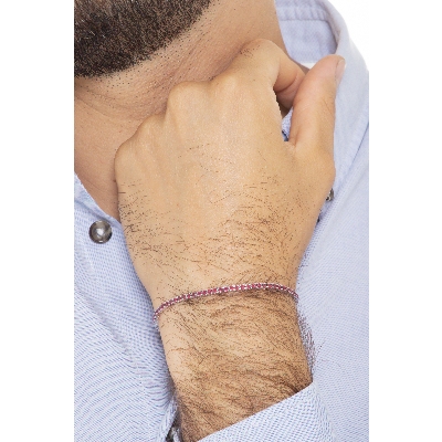 Square daw tennis bracelet with rubies