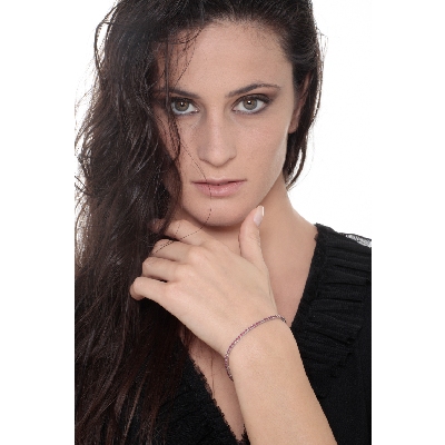 Square daw tennis bracelet with rubies