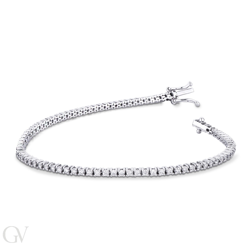 Bracciale Tennis filo in oro Bianco 18k con Diamanti