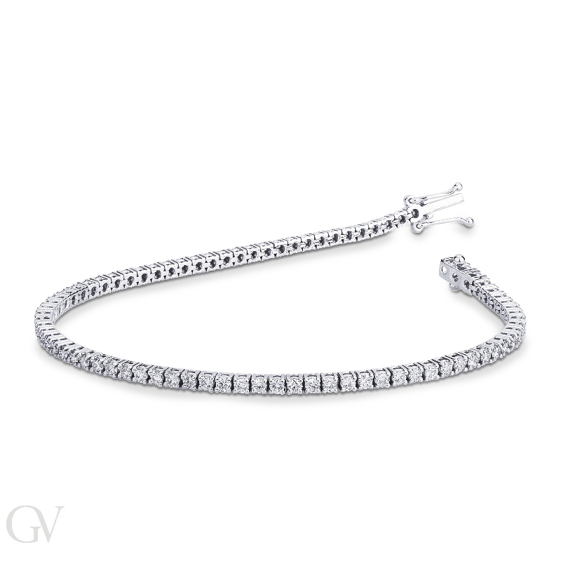 Bracciale tennis in oro bianco 18k con diamanti, 0.03ct