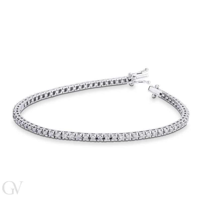 Bracciale Tennis griffe in oro Bianco 18k con diamanti