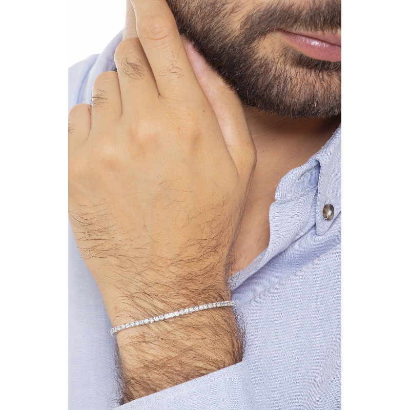 Bracciale Tennis quadro in oro Bianco 18k con Diamanti da 0,035 ct