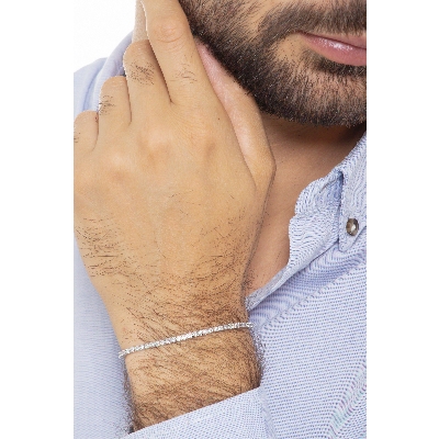 Bracciale Tennis quadro in oro Bianco 18k con Diamanti da 0,035 ct