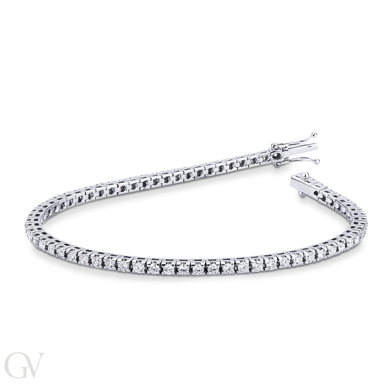 Bracciale Tennis quadro in oro Bianco 18k con Diamanti da 0,035 ct.