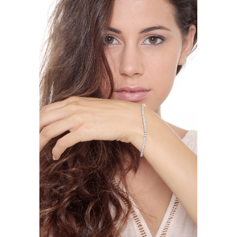 Bracciale Tennis quadro in oro Bianco 18k con Diamanti da 0,035 ct