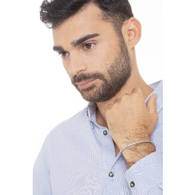 Bracciale Tennis lineare modello quadro in oro Bianco 18k con Diamanti