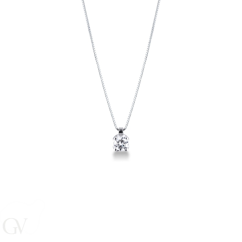 Collana punto luce in oro bianco 18k con diamante, ct 0,50.