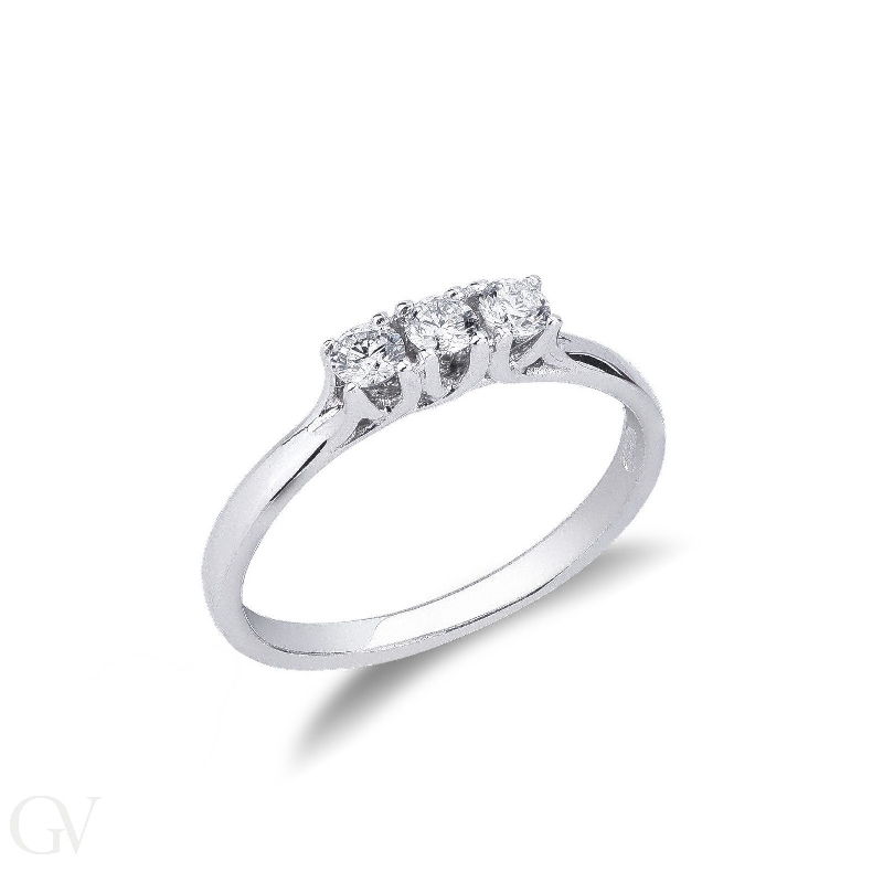 Anello Trilogy in Oro bianco 18k con Diamanti,  0,25 ct