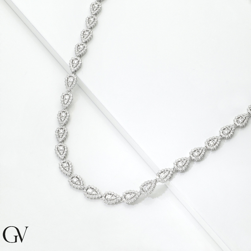 Girocollo donna in oro bianco 18k con diamanti