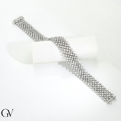 Bracciale a maglia morbida in oro 750 con diamanti