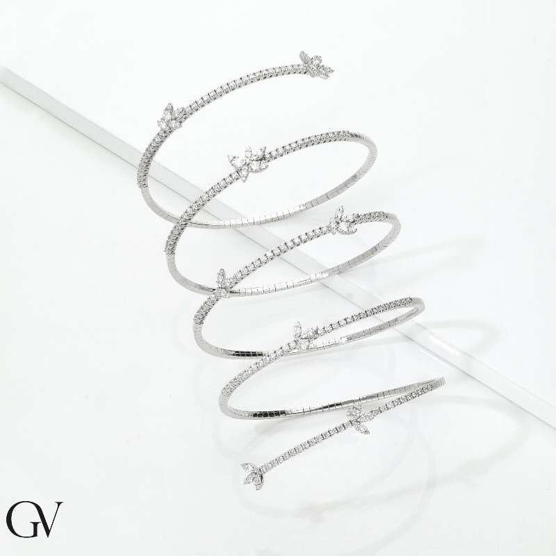 Bracciale semirigido in oro bianco 18k e diamanti