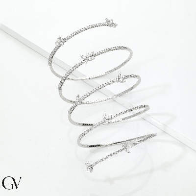 Bracciale semirigido in oro bianco 18k e diamanti