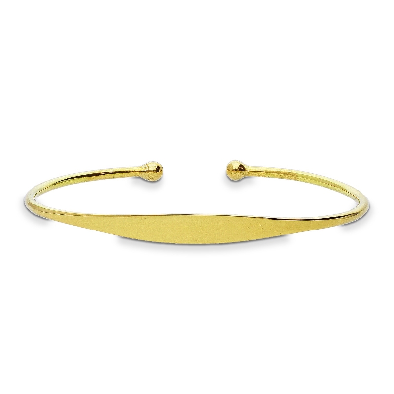 Bracciale rigido in oro giallo 18k con piastrina