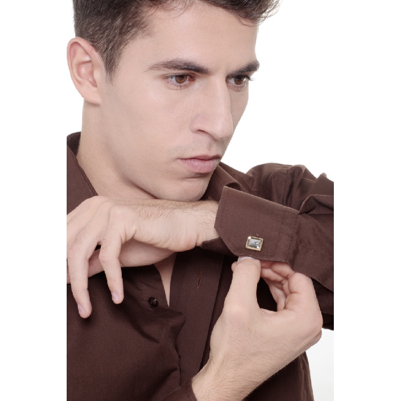 Gemelli rettangolari in oro bianco e giallo 18k