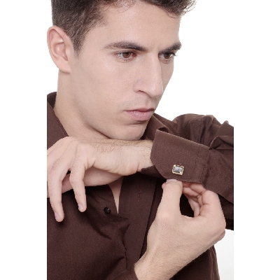 Gemelli rettangolari in oro bianco e giallo 18k