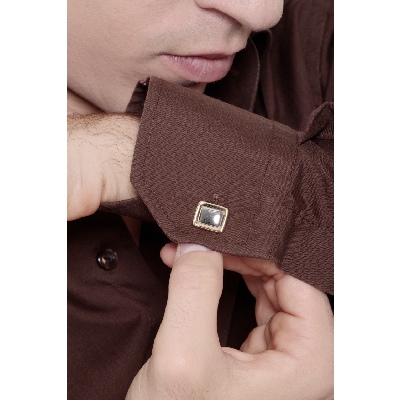 Gemelli rettangolari in oro bianco e giallo 18k