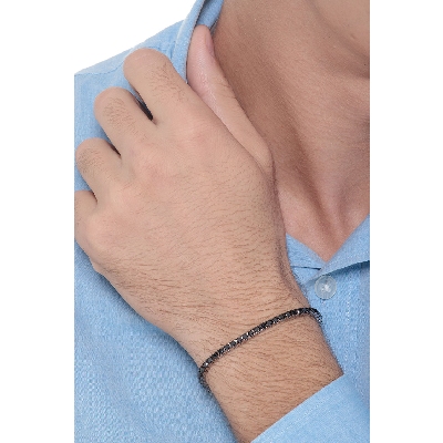 Bracciale Tennis a griffe in oro Bianco 18k con Diamanti neri e punte brunite
