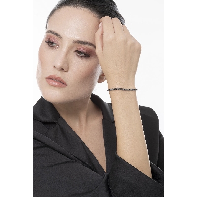 Bracciale Tennis a griffe in oro Bianco 18k con Diamanti neri e punte brunite