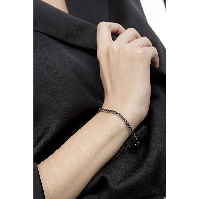 Bracciale Tennis a griffe in oro Bianco 18k con Diamanti neri e punte brunite