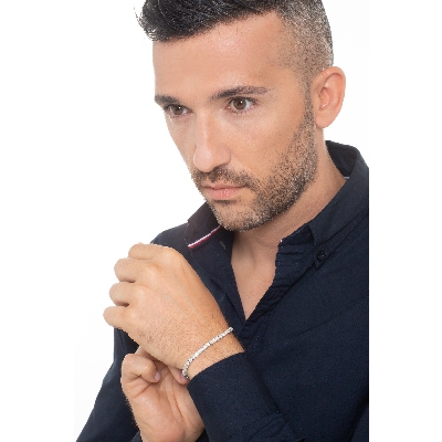 Bracciale Tennis lineare in oro bianco 18k con Diamanti. Larghezza maglia 3.30 mm