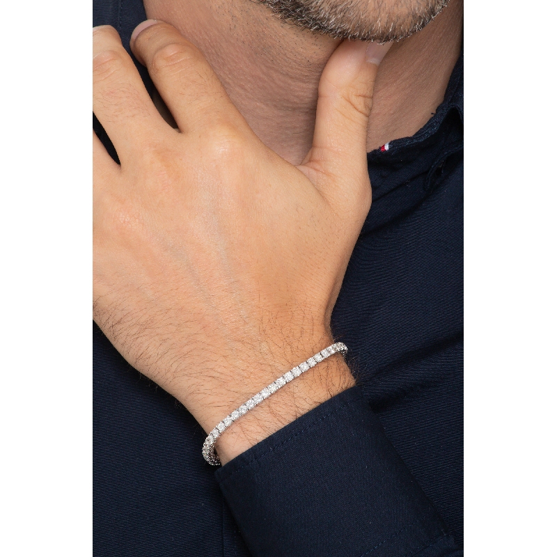 Bracciale Tennis lineare in oro bianco 18k con Diamanti. Larghezza maglia 3.30 mm