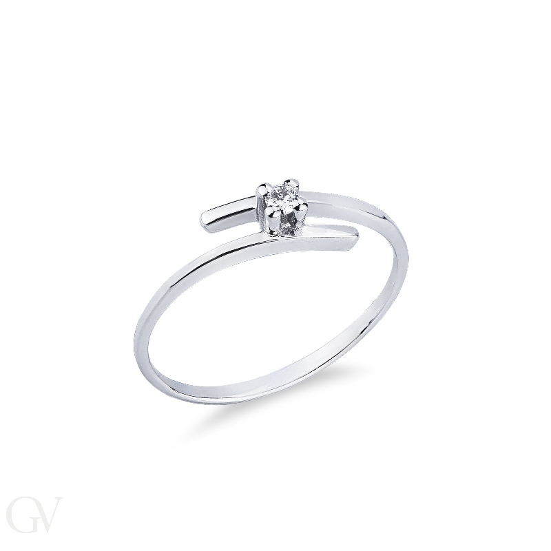 White gold 18k solitaire diamond ring 0,04 ct Valentino Model