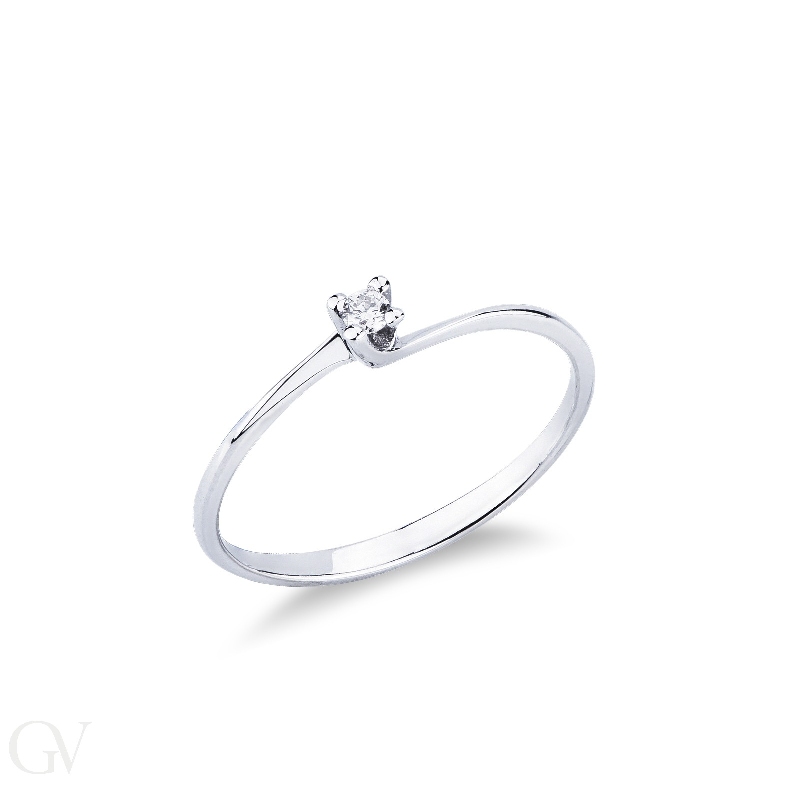 Solitaire ring Valentino Model with diamond 0,04 ct white gold 18k 