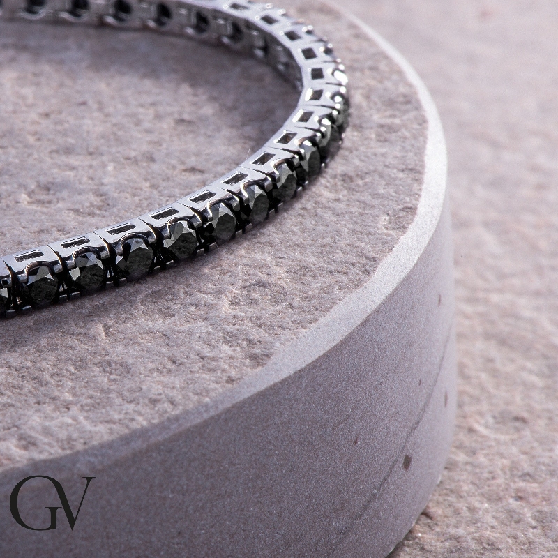 18k white gold tennis bracelet with black diamonds 3,30 mm wide