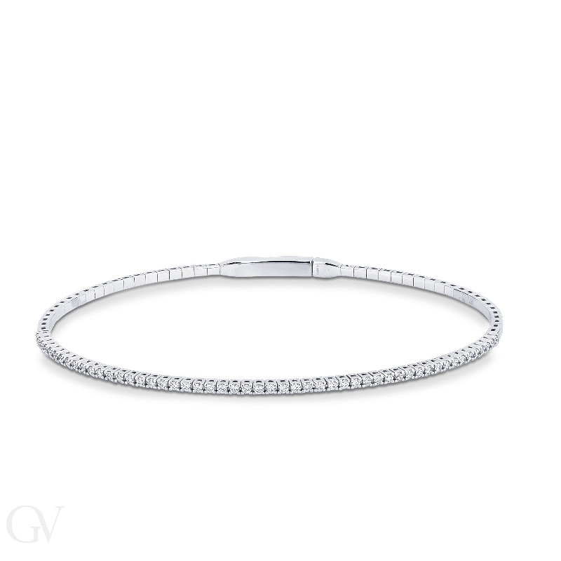 Bracciale rigido tennis uomo con diamanti in oro bianco 18k