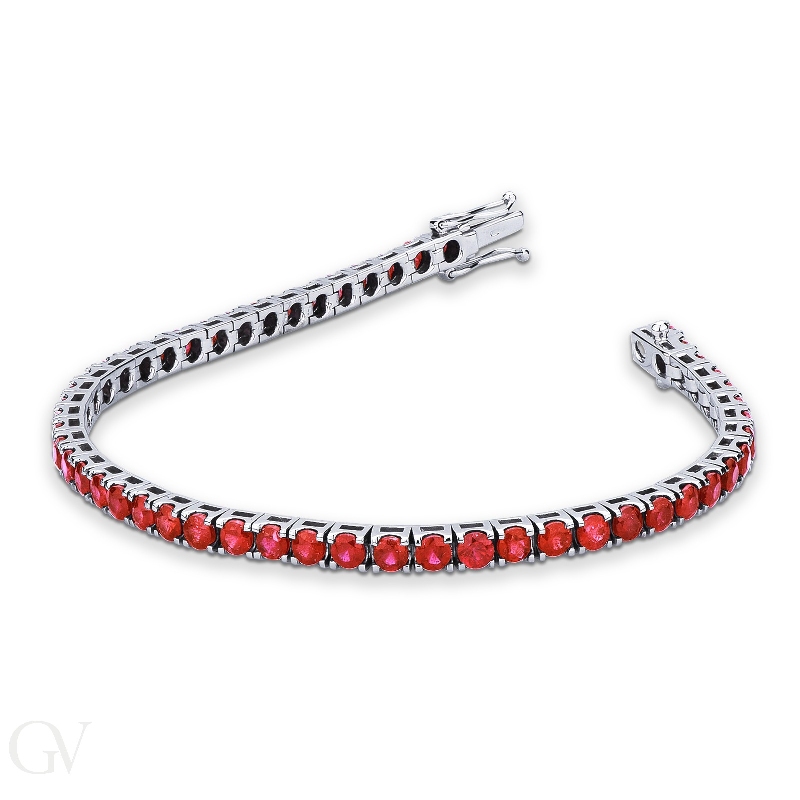 Rubies tennis bracelet in 18k white gold