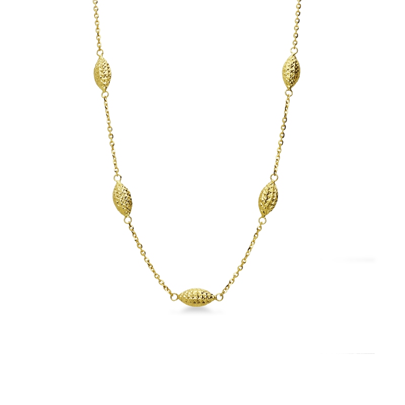 Collana in oro giallo 18k con navette godronate