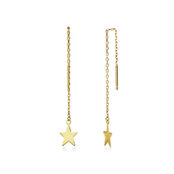 Orecchini saliscendi con stella in oro giallo 18k