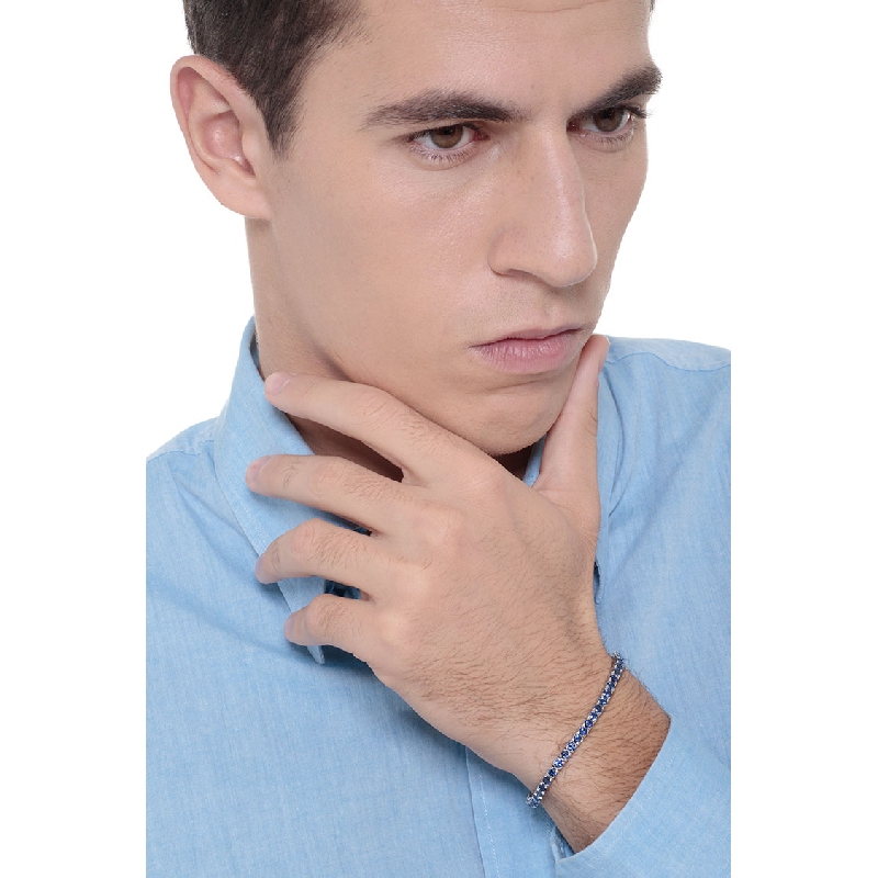 Bracciale Tennis in oro Bianco 18k con Zaffiro Blu