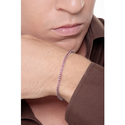 Pyramid top style ruby tennis bracelet