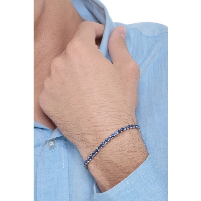 Bracciale Tennis in oro Bianco 18k con Zaffiro Blu