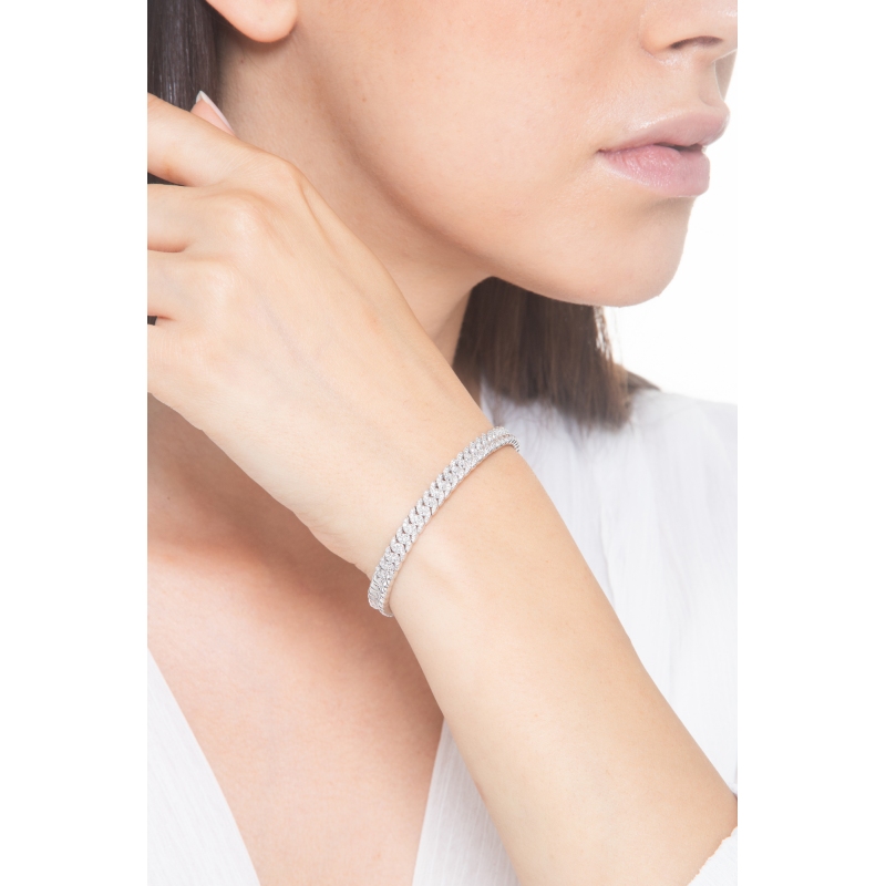 Spring groumette bracelet in white gold 18k with diamonds