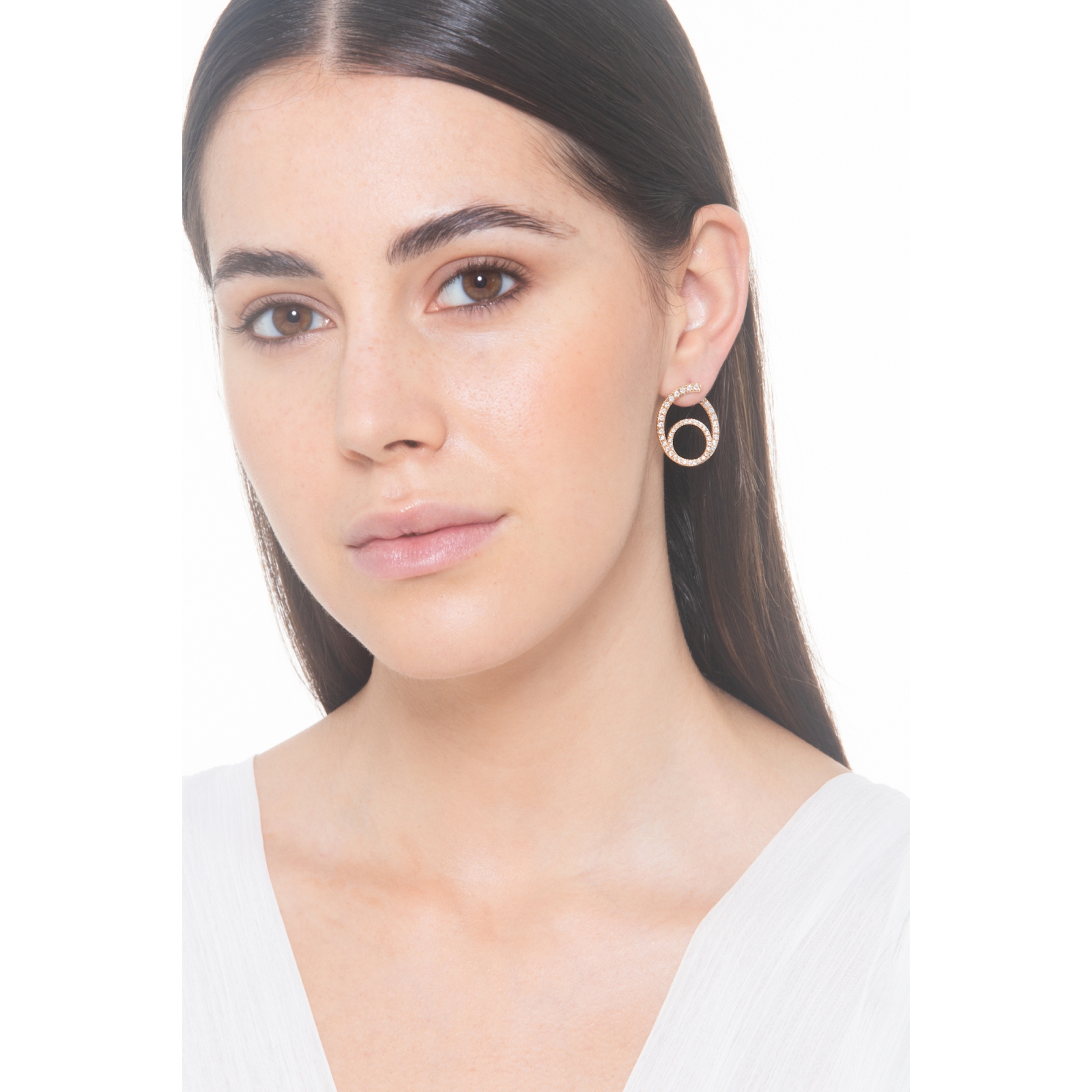 Orecchini A Doppio Cerchio Huggie Per Donna - Piccoli Cerchi Con Zirconi Cubici, Eleganti Gioielli Di Moda