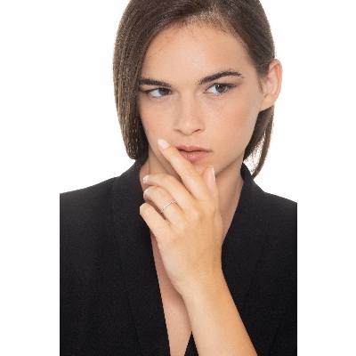 Half eternity ring with diamonds white gold 18k