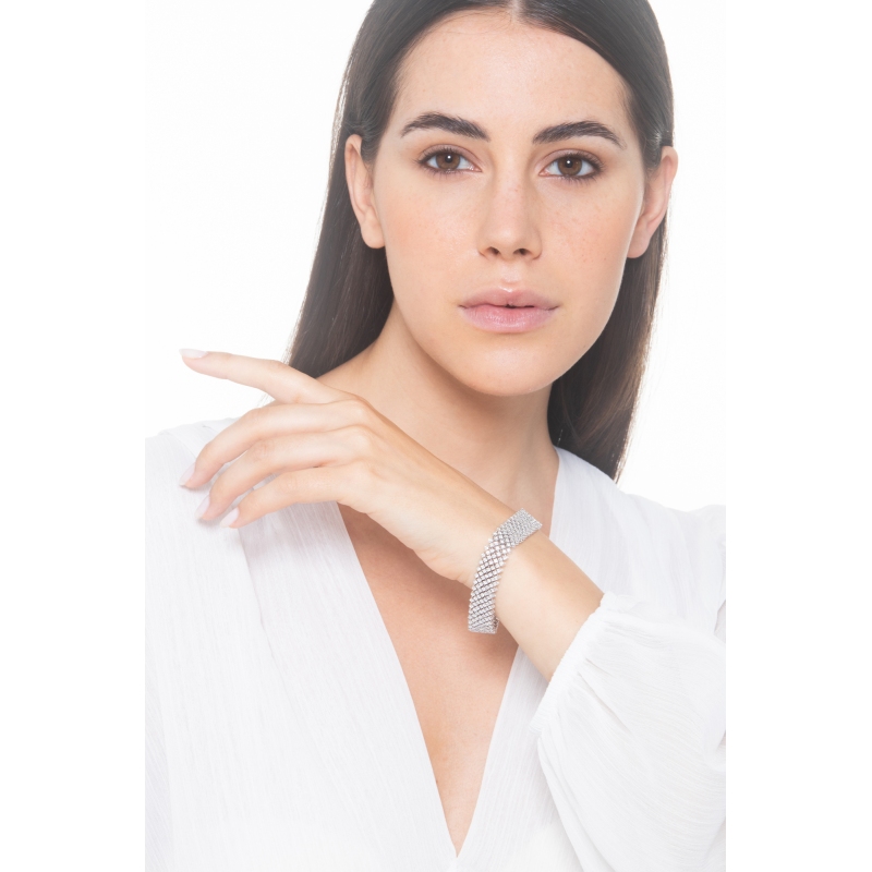 Bracciale a maglia morbida in oro 750 con diamanti